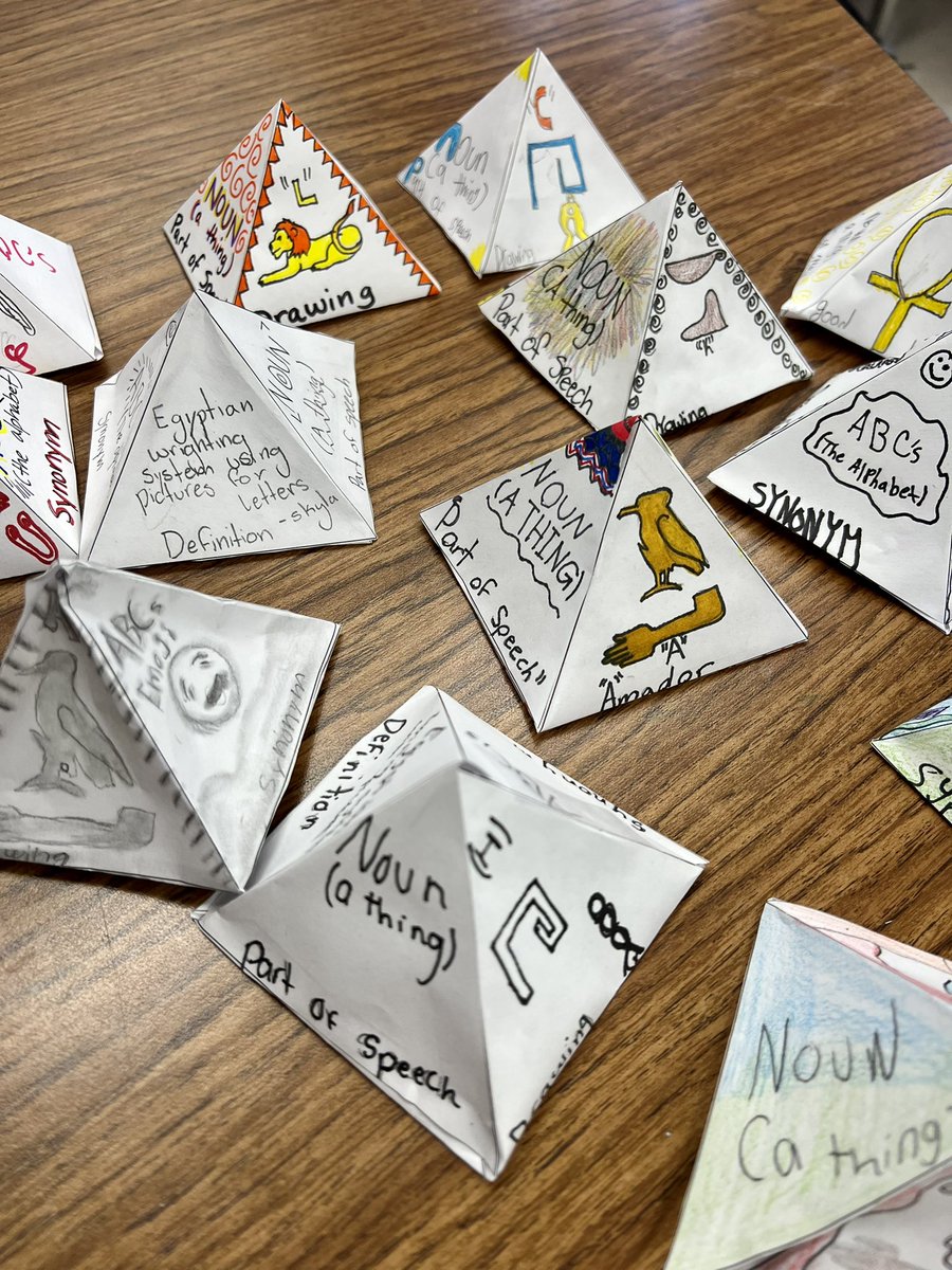 DattaRubina's tweet photo. Vocab pyramids for our Egyptian art unit! #changingitup #hieroglyphics #nmsapride https://t.co/Ts621BtuyN