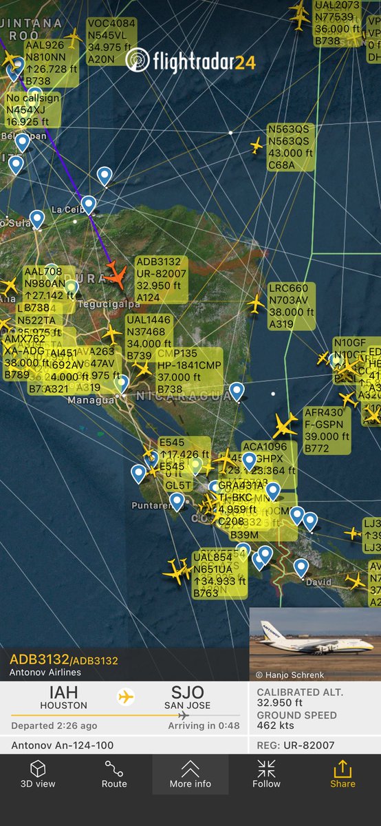 adsbcr's tweet photo. Flight ADB3132 from Houston to San Jose
https://t.co/JAPuBLhHbo rumbo a SJO. ⁦

@AirlinesAntonov⁩ the entire country awaits for your arrival 🇺🇦 🇨🇷 ⁦@CR_Aviation⁩ ⁦@CrAereo⁩ #UR82007 #ADSB https://t.co/3jkOKk4ywZ