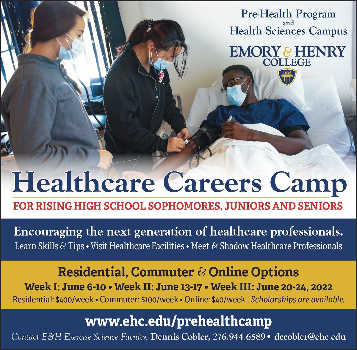 EpitomeOfFunk's tweet photo. Know a high school student interested in exploring healthcare careers? 
Check out our unique summer camp! 
3 weeks to choose from
3 ways to engage 
Learn more: https://t.co/rZ6m6hk380
Scholarships available too! https://t.co/UsO1UAhLg4