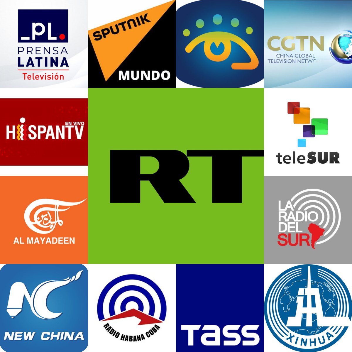 FelixLlerenaCUB's tweet photo. Los que defendemos la #LibertaddePrensa no podemos permitir que los regímenes que la prohíben tengan medios de propaganda en países libres.

Rusia Today
Telesur
Al Mayadeen
HispanTV
Cubavision
CGTN 
New China
Prensa Latina
Sputnik

NO SON MEDIOS; SON VOCEROS DE LA CENSURA. https://t.co/jkIyHZmbLr