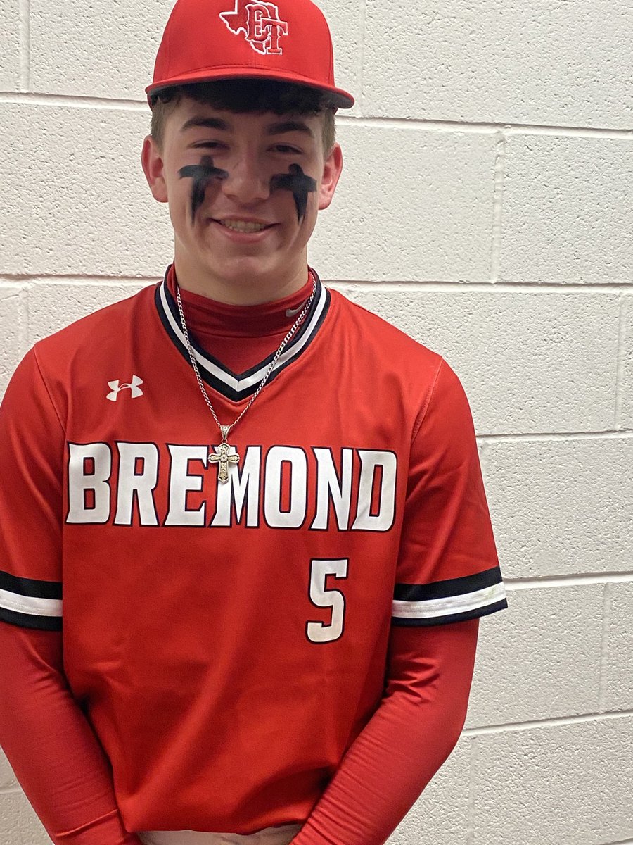 BaseballBremond's tweet photo. Game 2 player of the game Logan Burnett 1 for 3 with a double and 2 RBI’s. It was his glove at ss that made the difference!!! https://t.co/iehq01KSfY