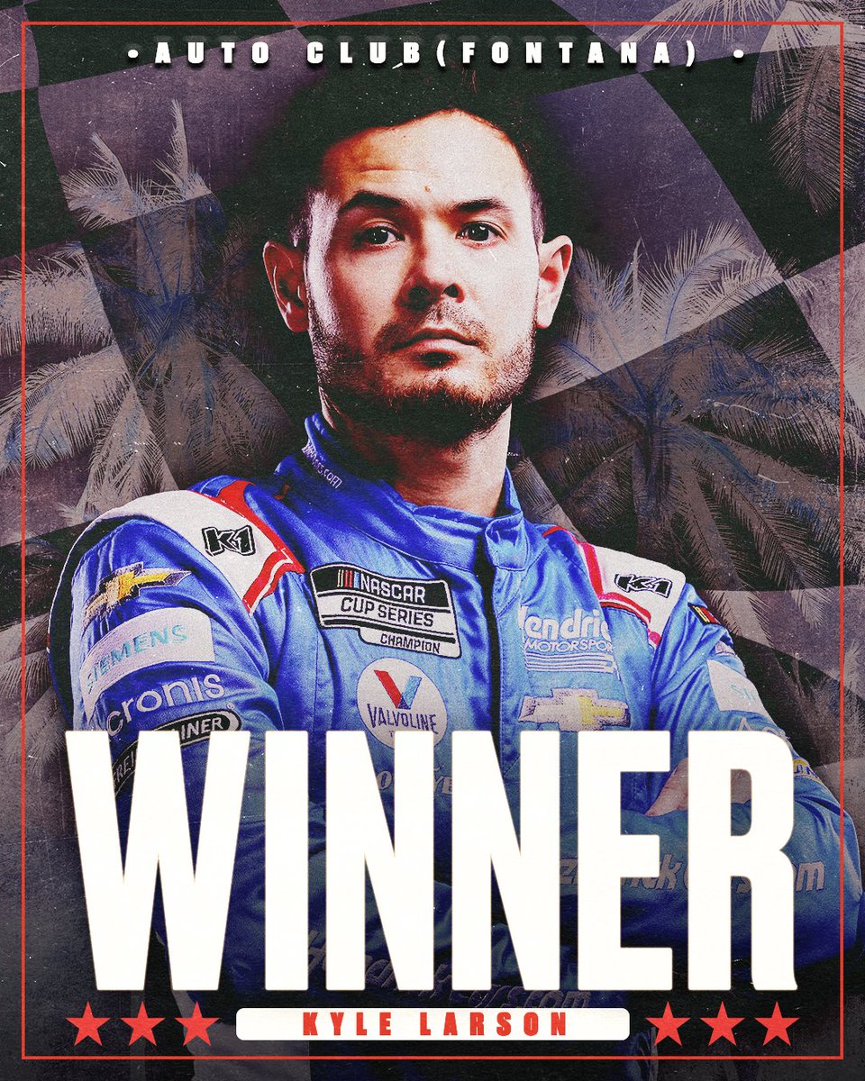 NASCARonUSA's tweet photo. Title defense: ON.

RETWEET to congratulate @KyleLarsonRacin on his WIN at @AutoClubSpdwy! #NASCAR https://t.co/sBCnOfIunK