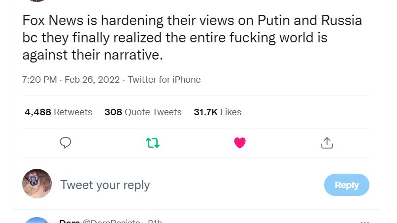 GerrybombS's tweet photo. @FoxNews So did you guys finally learn your lesson, Fox"News"? #TheWorldIsWithUkraine https://t.co/9te2vt0RAW