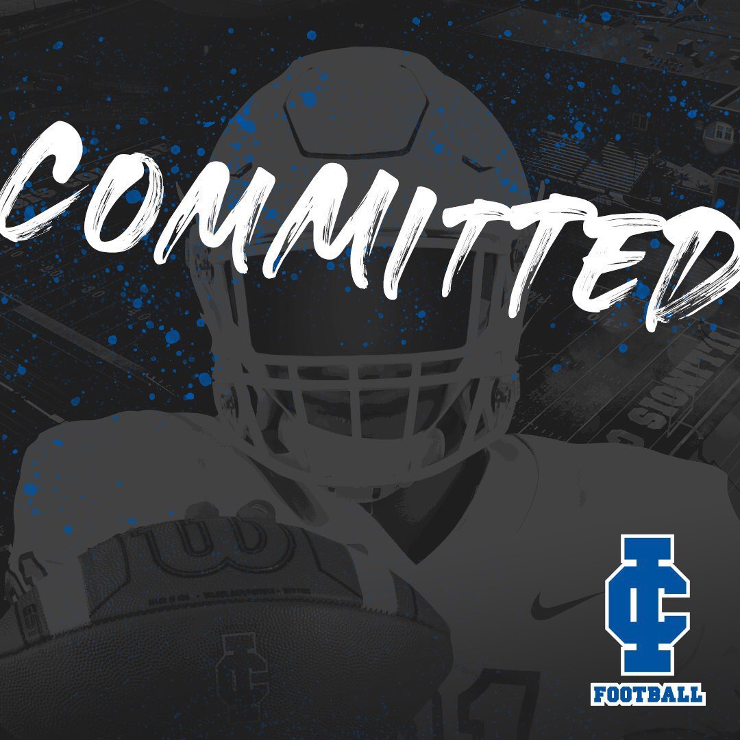I am excited to announce my commitment to <a href="/IC_Football/">Illinois College Football</a>. I would like to thank my family and friends for their continued support as well as my coaches for pushing me to do my best. #Blueboys <a href="/CoachCraigNeece/">Craig Neece</a> <a href="/CoachDeFrisco/">▫️Ray DeFrisco▫️</a> <a href="/Coach_RReid/">Riley Reid</a> @BPogueIC <a href="/COACH_MAC_3/">Leon McElrath III</a>