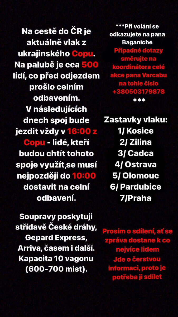 LiskaNaKolejich's tweet photo. Velmi důležité prosím sdílejte.
Více ve vlákně u @MaueAnna #vlakynaukrqjinu #traintoukraine #humanitariatrain #HelpUkraine #StayWithUkraine #Ukraine #HelpUkraineNow #Czechhelpers https://t.co/8JWIYnd9lQ