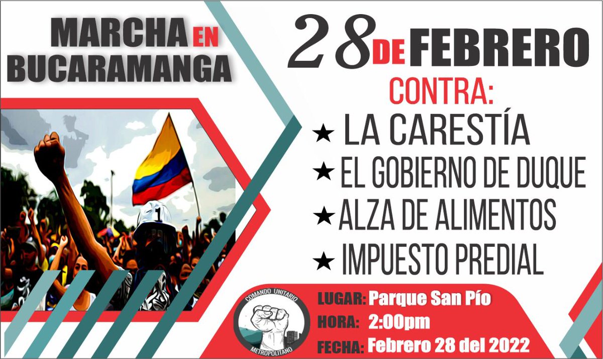 ComandonUdS's tweet photo. #Movilización| MAÑANA 28 DE FEBRERO. ⚠️

Con una de las canastas familiares más inaccesibles en la historia del país, el precio de la papa por las nubes y en contra de las políticas económicas que exprimen al pueblo, ES NECESARIO SALIR A LAS CALLES Y ALZAR LA VOZ 🚨🚨🚨 https://t.co/ThVUFt6Q6D