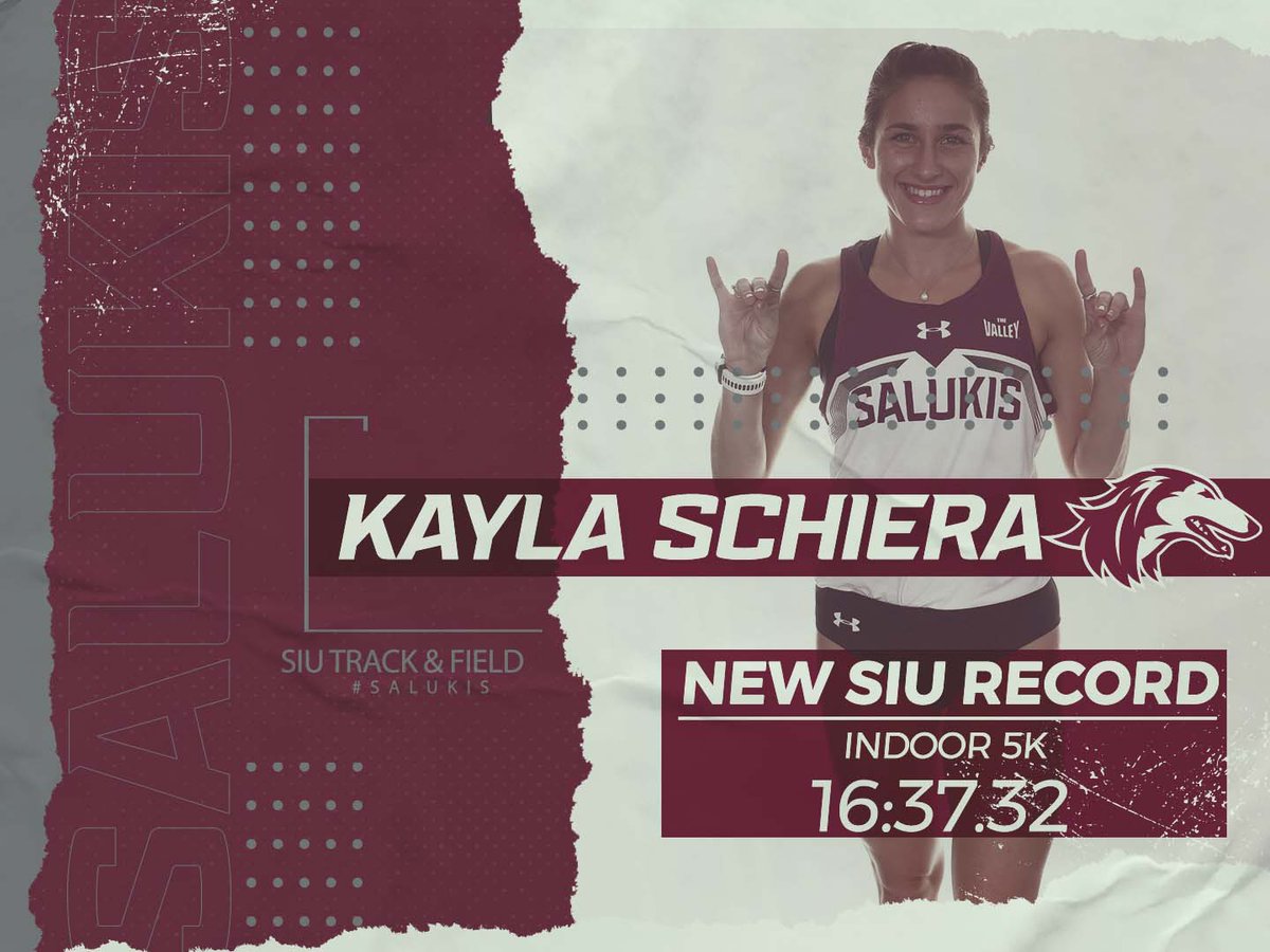SIU_TrackXC's tweet photo. 🚨NEW SIU RECORD🚨

Kayla Schiera does it again!! Her 4th place time of 16:37.32 in the women's 5000m etches her name atop the SIU Record books. That time beat the previous record by more than 11 seconds 👀

#Salukis https://t.co/3q2fi4lPXu