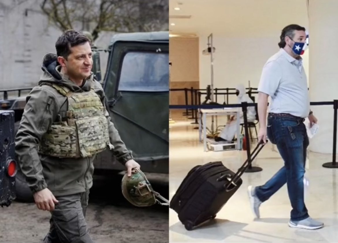 McConnellsNeck's tweet photo. A true patriot vs a coward #Ukraine https://t.co/ADKm6xKAeT