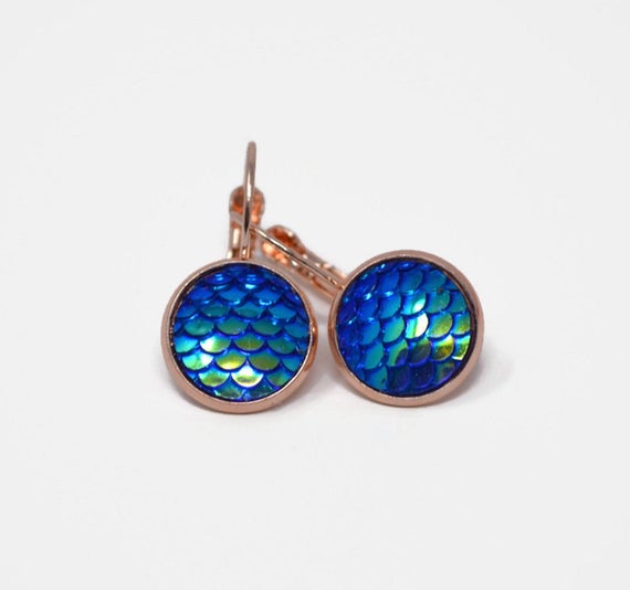 Customer's Pick Peacock Blue Mermaid Scale Earrings Rose Gold Lever Back Earrings. Iridescent Mermaid's Tail Drop Earrings by WishKnotsJewellery https://t.co/Hjxgi9Inyo https://t.co/kS0EkxKW9a
