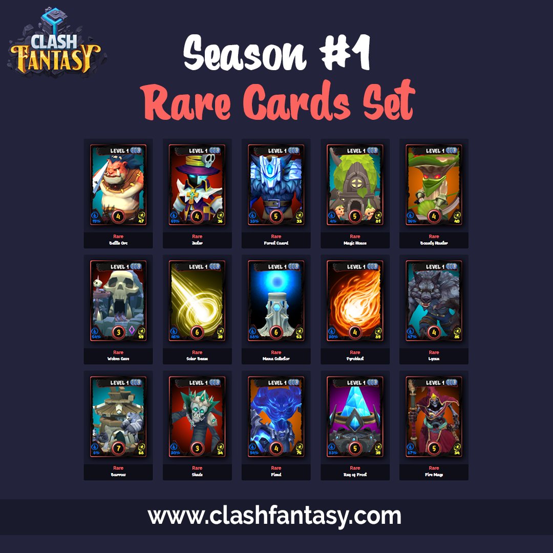 ✅ PUBLIC PRESALE IS OPEN! 🔥
marketplace.clashfantasy.com/boxes
Season #1 Rare Cards Set
#nftcard #nft #clashfantasy #clashfantasygame #fansy #token #nftgame #nftgames