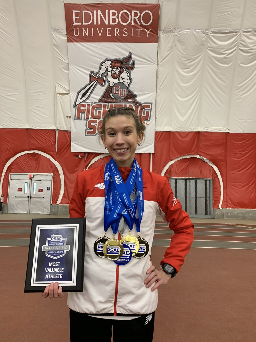 CoachBobA's tweet photo. Kylie Anicic-in a span of 26 hours she captured 4 conference championships (DMR, Mile, 3000, 5000), Conference MVP award and more importantly a conference team championship. So proud of you and your Edinboro team!  @Dragons_AD @SJTrack @coachcaithess @EdinboroTFXC @BoroAthletics https://t.co/2ymaxlAk4O