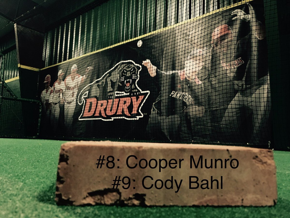 DruryBaseball's tweet photo. Two W’s and two bricks! @MunroCooper with a clutch bases clearing 2B in game 1, and @cbahl22 with a 12k CG win in game 2. Come on out for game 3, 1pm Monday. https://t.co/VTZtqaB8mV