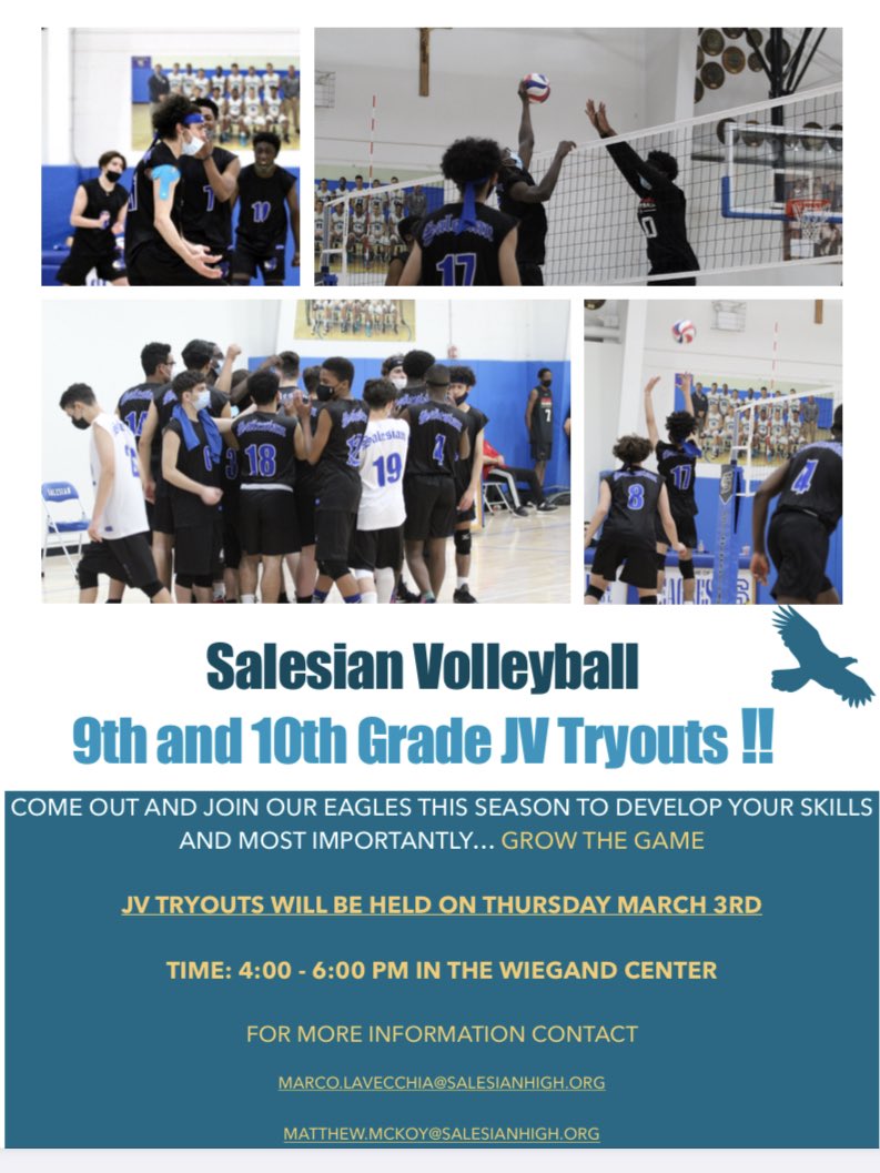 2022 Volleyball Season is coming!! JV Tryouts start March 3rd at 4p! #growthegame <a href="/SHSEaglesSports/">Salesian Eagles Athletics</a> <a href="/SalesianHS/">Salesian High School</a> <a href="/IonaPrepVBall/">Iona Prep Volleyball</a> <a href="/XavierHSVB/">Xavier HS Volleyball</a> <a href="/CHSAAVolleyNYC/">CHSAA Boys Volleyball</a>