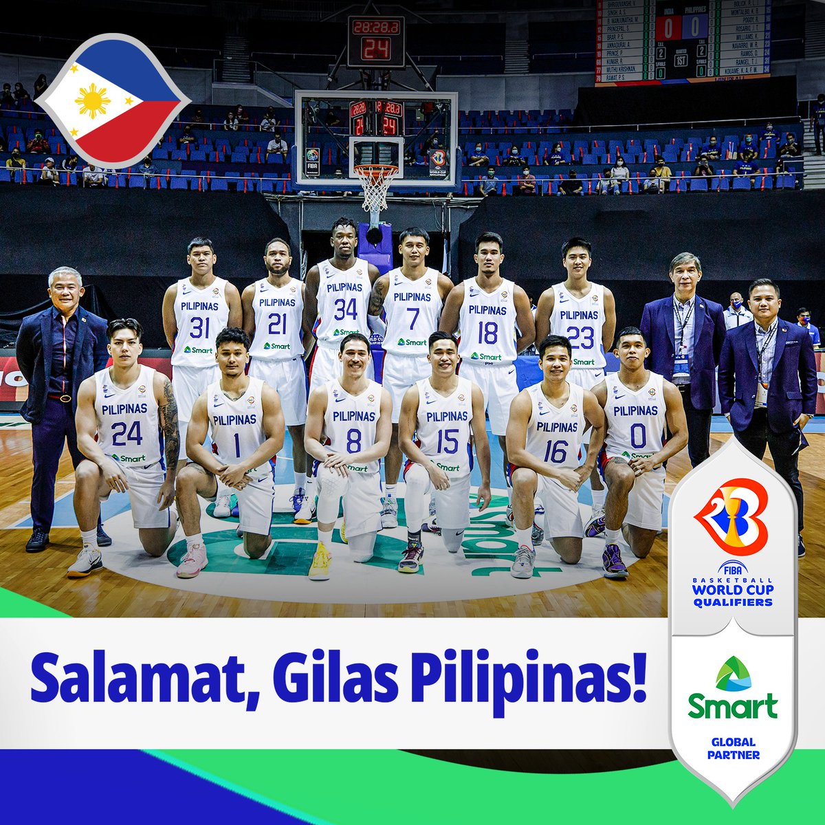 LiveSmart's tweet photo. Congratulations Gilas Pilipinas for raising the flag of our country at the #FIBAWC Asian Qualifiers. We are all excited to see the #PUSO you bring to the court til 2023!

#SmartFIBA https://t.co/VzQ4XNXm0C