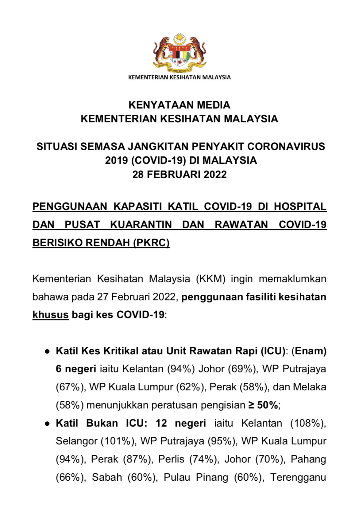 19 terkini kelantan kkm covid Jakoa,KKM usaha