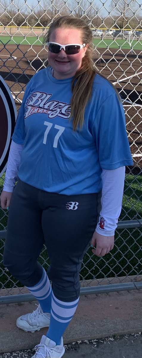 JackLacy777's tweet photo. NTX Blaze starting the season. She  was one happy &amp; tired girl to get the season going. Let’s go #77 #TexasBlaze #softball https://t.co/Ot9kWnY5Ty