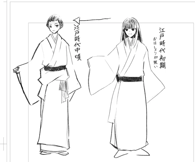 着物の着こなし変化 