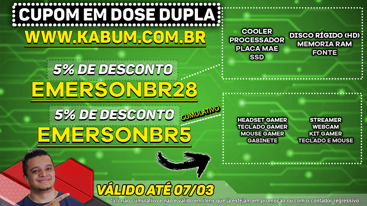 Economize 5% nas MELHORES PROMOS da KaBum! com cupom de desconto