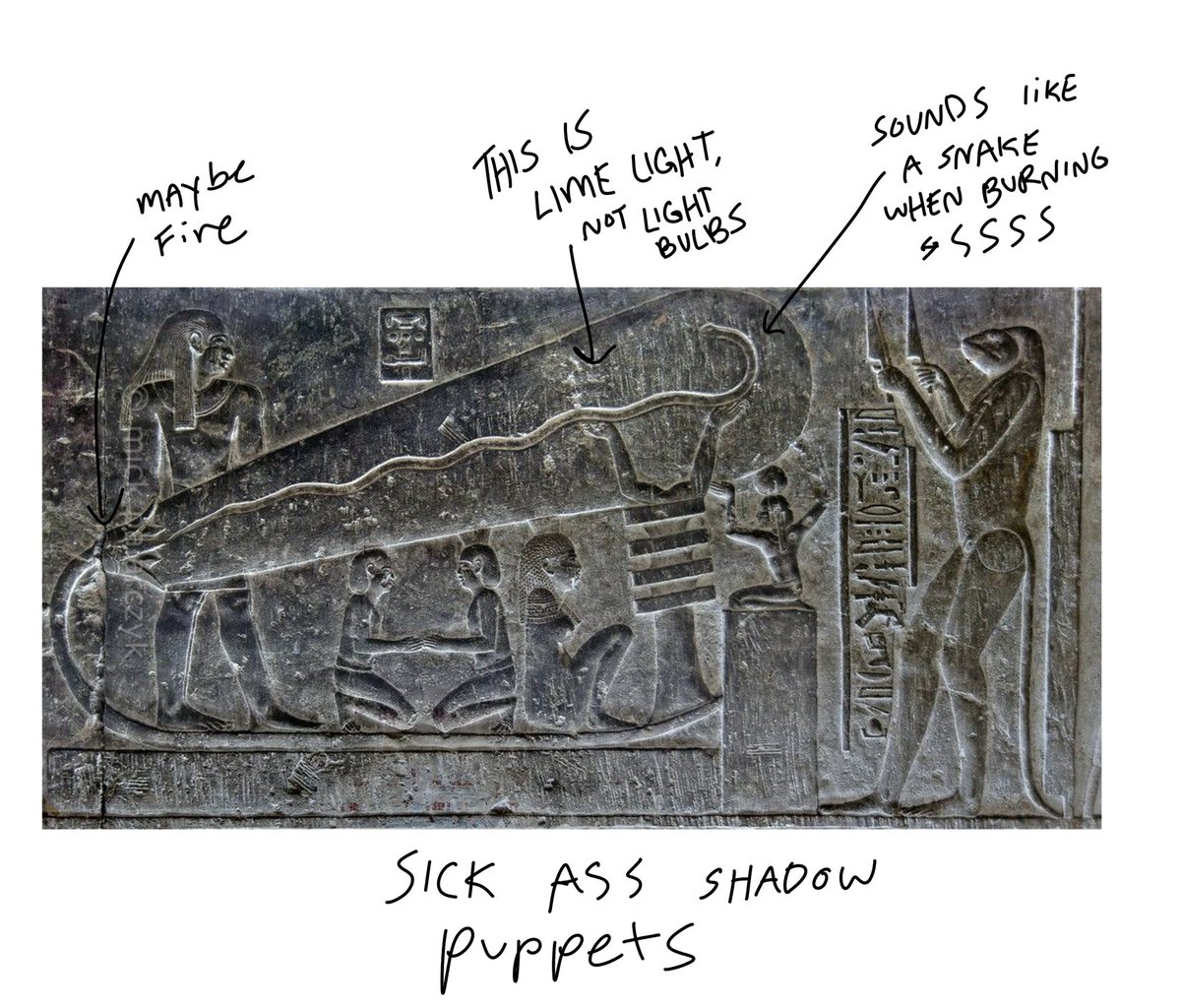 Spent the evening researching limestone in a manic fog and here are my theories on how ancient egyptians moved big rock and made sick ass shadow puppets 