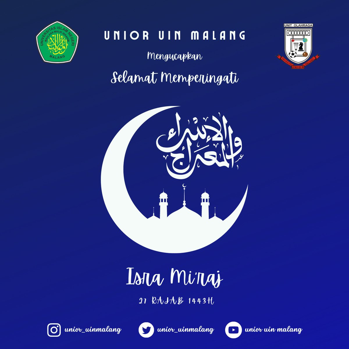 Semoga kita semua menjadi umat yang selalu mengenang perjalanan suci Rasulullah SAW, dengan menjadikannya sebagai bahan pembelajaran yang membuat kita menjadi lebih baik. 

#IsraMiraj1443H #unior #uinmalang