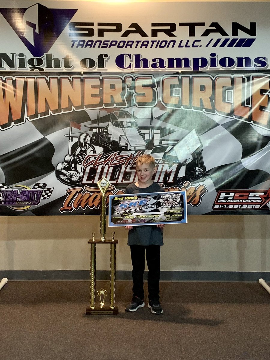TeamSchauf's tweet photo. We had another great weekend Clash at the Coliseum! Saturday we let the most laps but came up short. We celebrated at the banquet with finishing 2nd in red rookie points. Sunday we finished 1st in both the heat &amp; feature to finish off the 21-22 series. Thank you to our sponsors! https://t.co/xzxo3inzbW