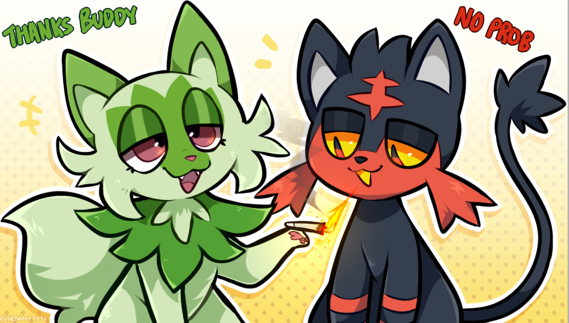 litten pokemon (creature) cat open mouth smile fire no humans :3  illustration images