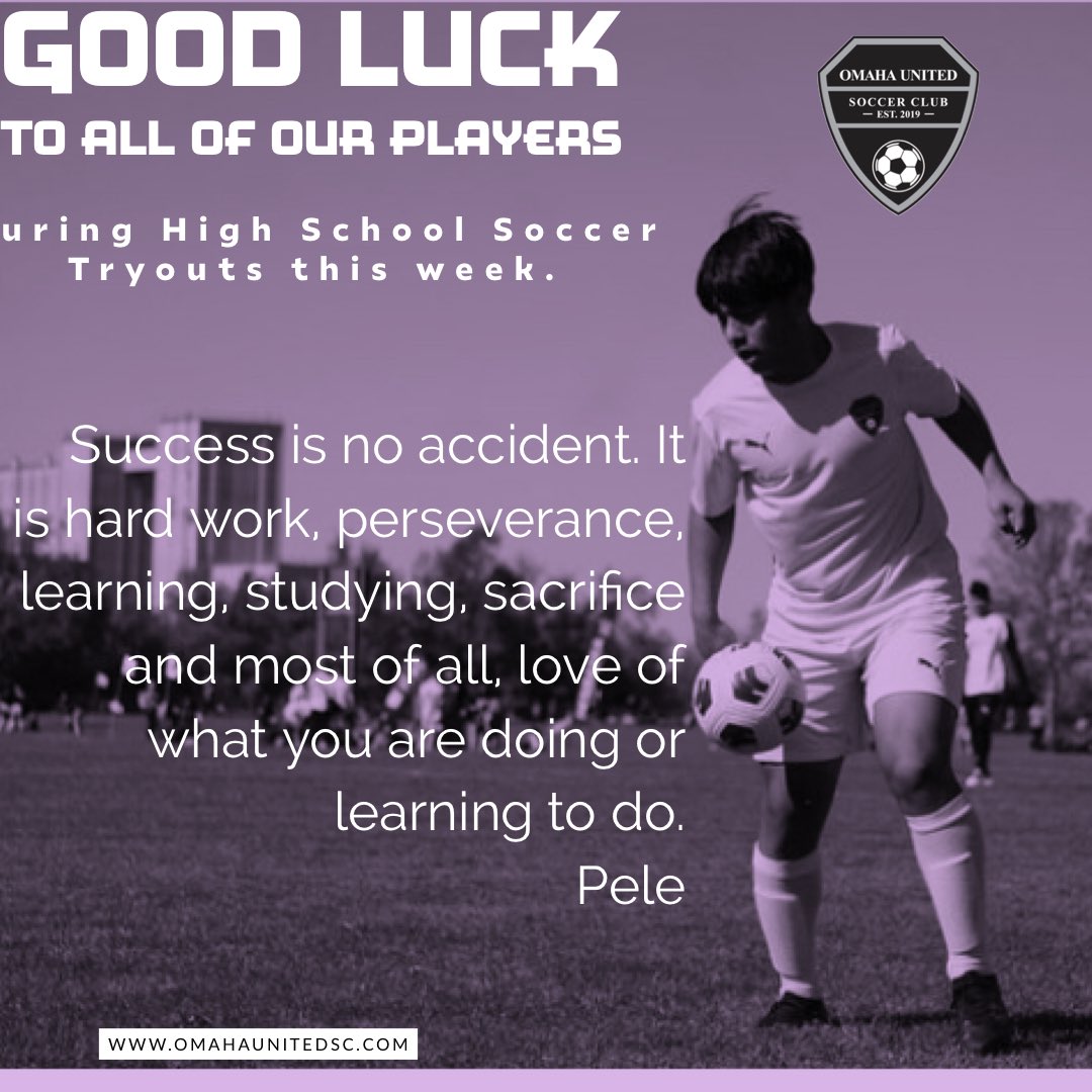 Good luck to all of our high school players during tryouts this week! We're  proud of you, and we believe in you! #UnitedAsOne #OneTeamOneHeart  #PlayersUnited #DevelopingTogether, image size:1080x1080