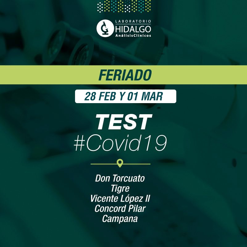 LabHidalgo's tweet image. #Atención Feriado 8 de diciembre🔬

Laboratorio convencional
📍Martínez I, Pilar Polo, Maschwitz y Pacheco.

Test #Covid19
📍 Campana, Vicente López II, Pilar Concord, Tigre y Don Torcuato.

#LaboratorioHidalgo #AtenciónFeriado #ComunidadHidalgo