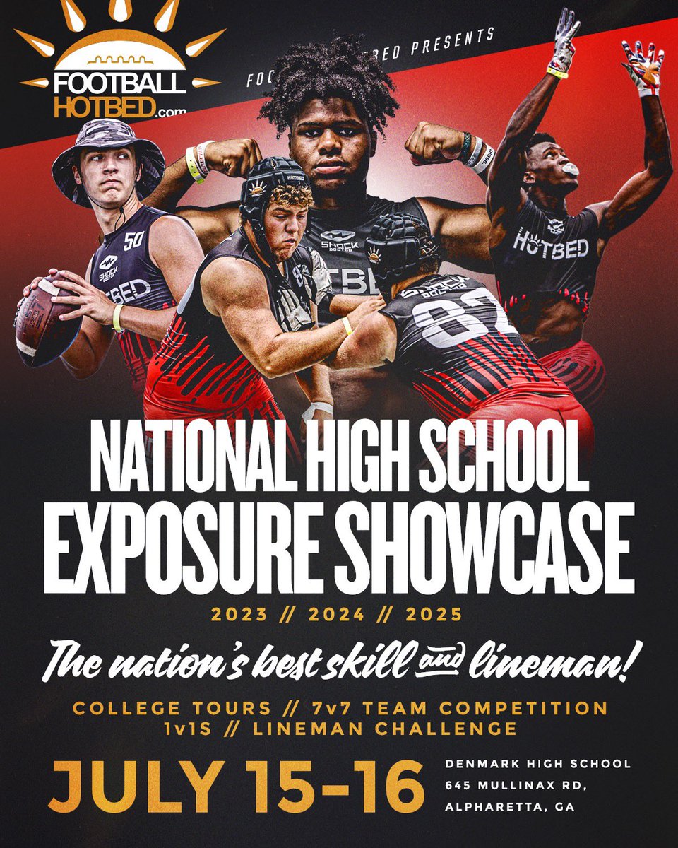 FootballHotbed's tweet photo. HS EXPOSURE SHOWCASE: We want to create recruit profiles that are transfer portal proof! Who wants an invite? Drop the film! See you in Atlanta. FCS college visits | 7v7 draft &amp; Tournament | 1 on 1s | lineman challenge | all filmed on @hudl #hotbedworld https://t.co/LJBi6FYxdV