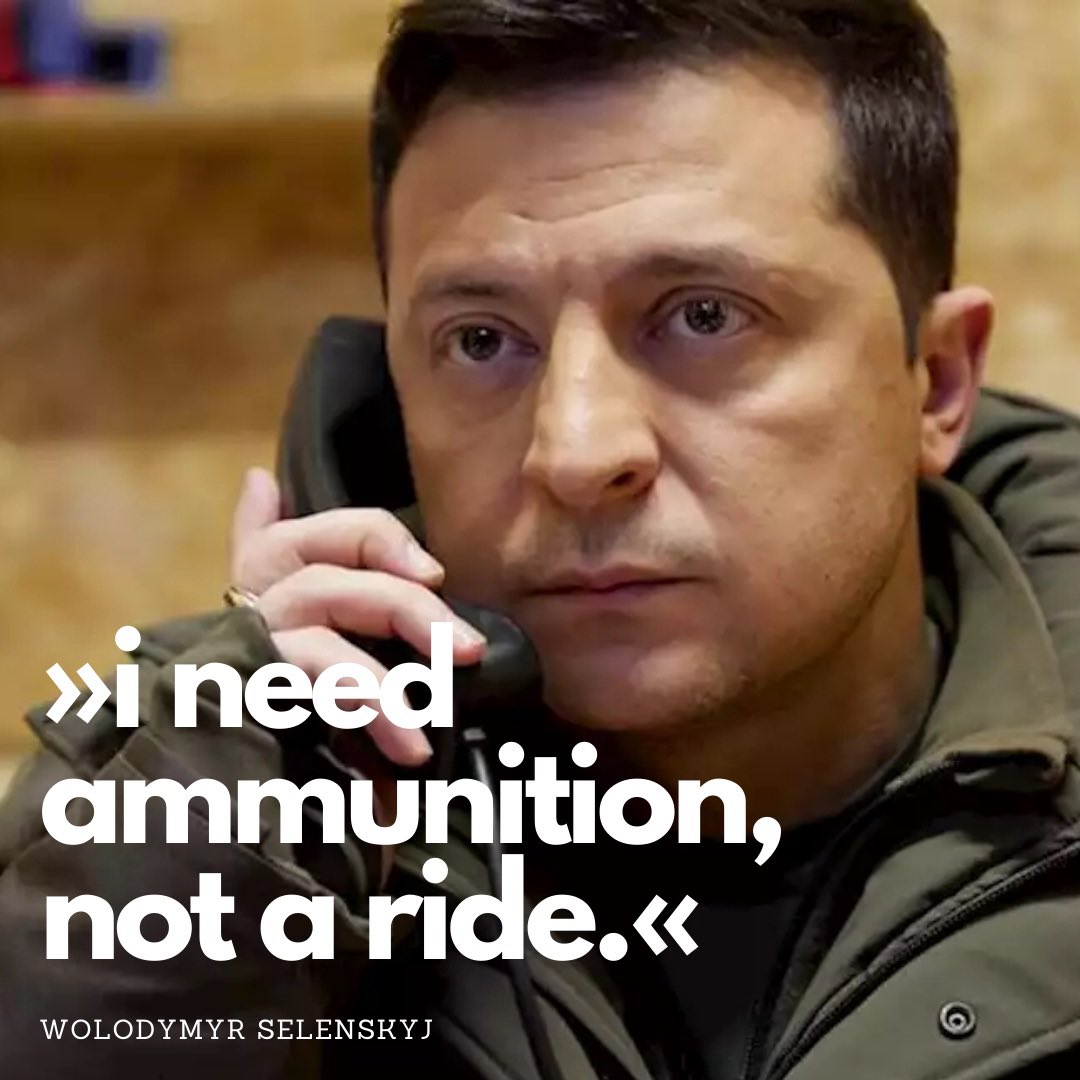 Ukraine's president Wolodymyr Zelenskyj in response to the U.S.’s reported evacuation request. 

I can't help myself: I really respect the guy!

#wolodymyrselenskyj #ukraine #kiev #fckptn #stopthewar #standbyukraine