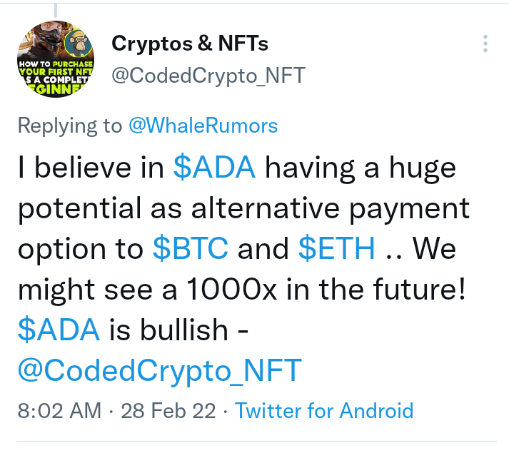 CodedCrypto_NFT's tweet photo. @carlmoon $ADA https://t.co/qKZRFADiBx