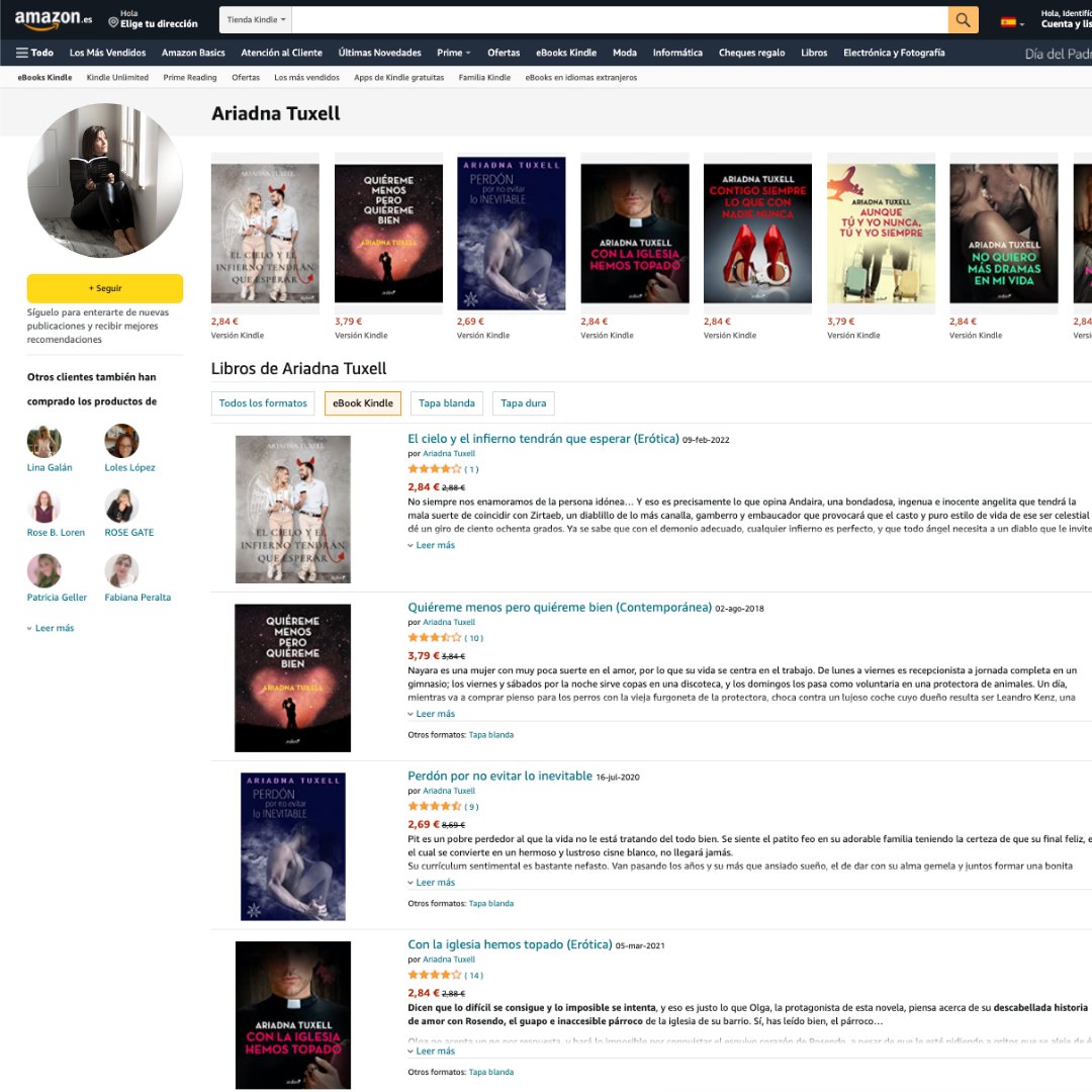No te puedes imaginar la ilusión que me hace entrar en Amazon y ver allí todas mis novelas listas para que las compres, como dicen ellos, 'en 1-clic' 🥰.
