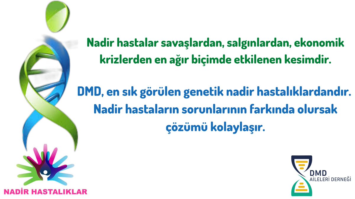 Dmd_aileleri's tweet photo. Nadir hastalar savaşlardan, salgınlardan, ekonomik krizlerden en ağır biçimde etkilenen 
kesimdir.DMD, en sık görülen genetik nadir hastalıklardandır. 
Nadir hastaların sorunlarının farkında olursak çözümü kolaylaşır.
#RareDiseaseDay
#28Şubat
#DünyaNadirHastalıklargünü https://t.co/s3w3DKoP5z