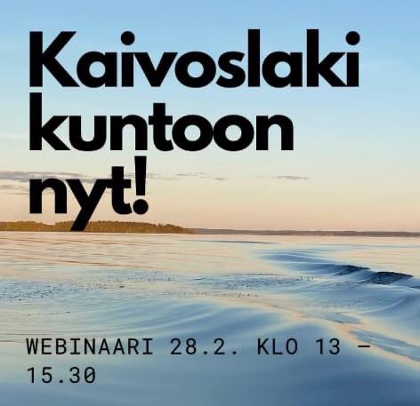 ***Kaivoslaki kuntoon NYT -webinaari tänään klo 13.00 alkaen.***

Puhujina mm <a href="/mariholopainen/">Mari Holopainen</a> <a href="/InkaHopsu/">Inka Hopsu</a> <a href="/veronikahonka/">Veronika Honkasalo</a> <a href="/rauhantaee/">Hussein al-Taee</a> <a href="/kaivuut/">KaivosUutisia, Kansalaisten Kaivosvaltuuskunta ry</a> <a href="/miisamink/">Miisa Mink</a> Liittykää mukaan tämän Zoom linkin kautta. Kaikki joukolla mukaan!

#kaivoslaki 

us06web.zoom.us/j/81701794581