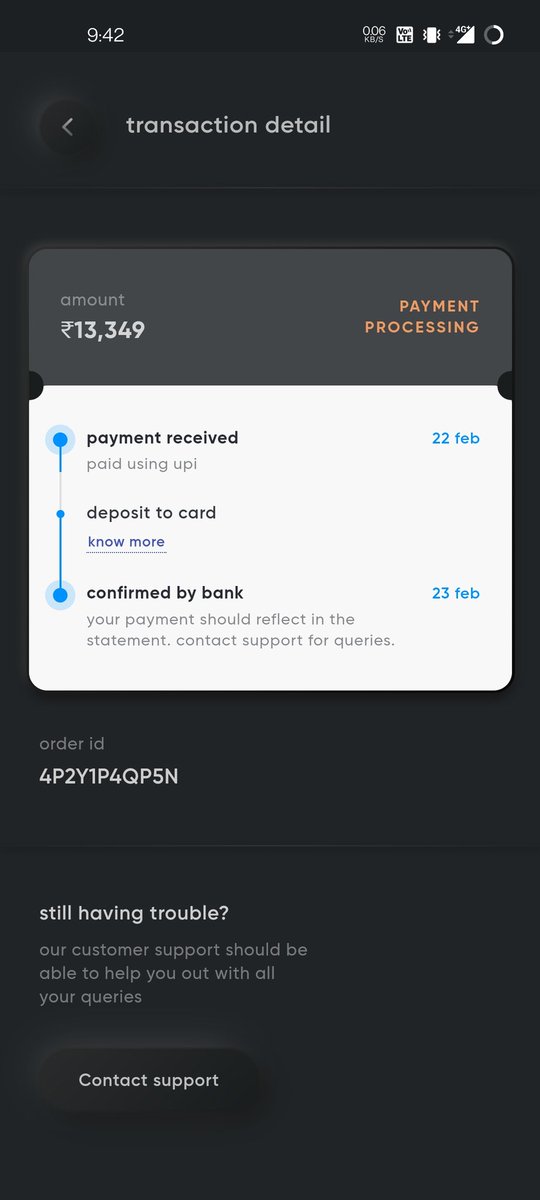 bibhukid47's tweet photo. @CRED_club still payment in processing mode.its already 6 days.either process or cancel it. https://t.co/XLV8ojAg2Y