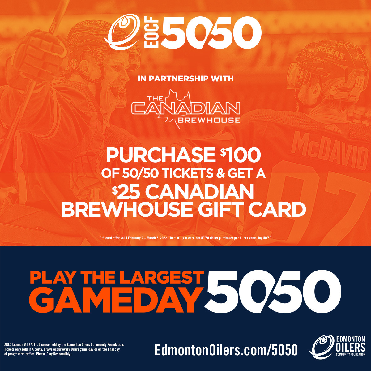 Oilers Foundation (@oil_foundation) on Twitter photo The total pot for the mega multi-day 50/50 in support of <a href="/WoundWarriorCA/">Wounded Warriors CAN</a> & Operation Frontline Impact is closing in on $1.5 million! ๐ฎ
Plus, when you purchase $100 worth of tickets you'll also score a $25 gift card to <a href="/TheCDNBrewhouse/">The Canadian Brewhouse</a>! ๐บ
๐ EdmontonOilers.com/5050TW The total pot for the mega multi-day 50/50 in support of <a href="/WoundWarriorCA/">Wounded Warriors CAN</a> & Operation Frontline Impact is closing in on $1.5 million! ๐ฎ
Plus, when you purchase $100 worth of tickets you'll also score a $25 gift card to <a href="/TheCDNBrewhouse/">The Canadian Brewhouse</a>! ๐บ
๐ EdmontonOilers.com/5050TW