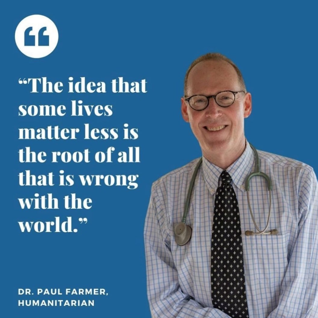 Paul Farmer, founder of Partners in Health, was one of my top idols since I learned of him reading Mountains Beyond Mountains (by Tracy Kidder). He was committed to medical equity with every molecule of his being. I'm so sorry he died too young. Go read the book. ♥️ #MedTwit