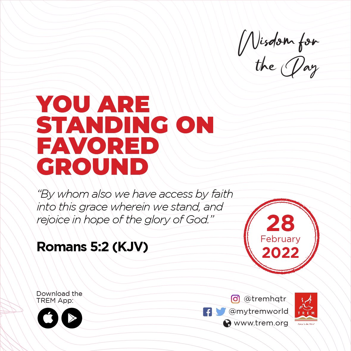 tremhqt's tweet photo. TITLE: YOU ARE STANDING ON FAVORED GROUND
SCRIPTURAL TEXT: Romans 5:2

Everything in life is not hard work! It is not expertise and it is not credentials. However, as a child of God, we have an added advantage which is favor. https://t.co/pWl782jPbi