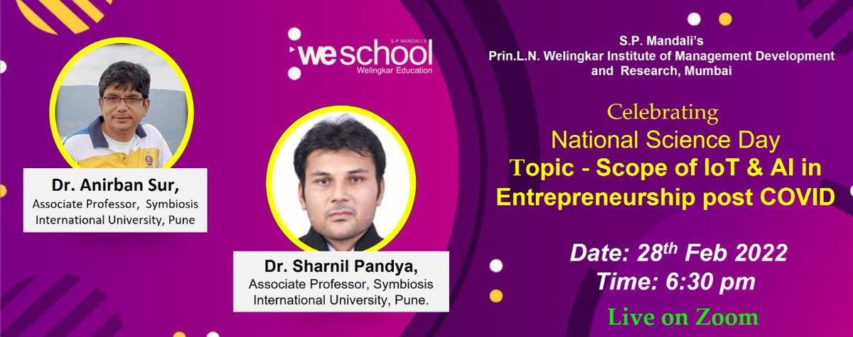 Celebrating National Science Day 2022 -  Webinar on Scope of IOT and AI in entrepreneurship organised for faculties and students of WESchool.

#entrpreneurship #entrepreneur #StartUps #ScienceDay #entrepreneurmindset #innovation #designthinking #iicweschool #InnoWE