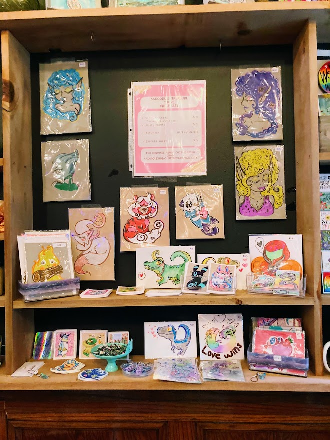 I recently updated my little art booth in down town #siouxfalls at Full Circle Book Co-Op.💙It's not much but I am proud of it! #downtownsiouxfalls #southdakota