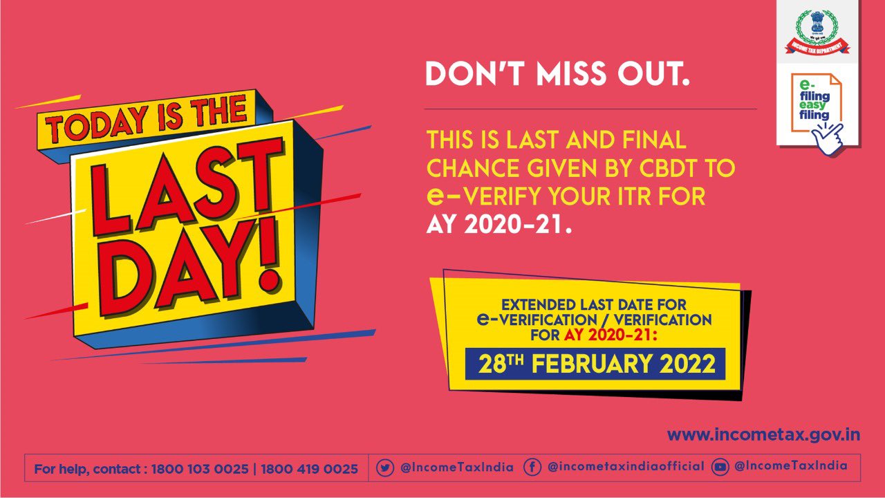 Tax India on Twitter "TODAY is the last date to verify your ITR