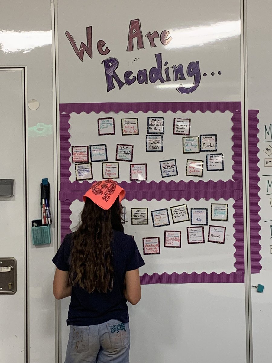 KristaMcGowan14's tweet photo. Happily surprised at how this board has taken off. Ss not only are making their reading public, they also are going to the board for book recs. Such a great #community of readers! #literacy #book❤️ #msrocks https://t.co/W8Lga3ocd3