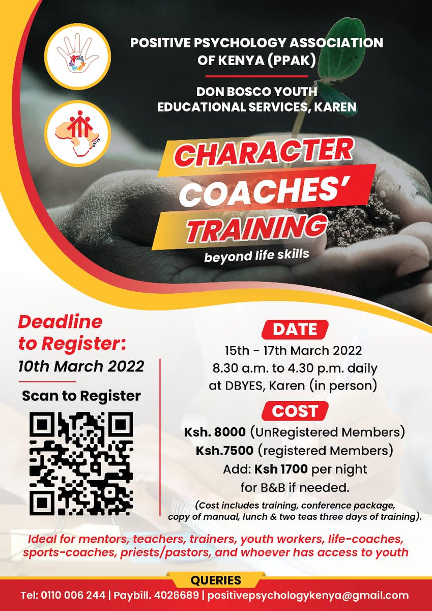 Would you like to be a character coach?

Well, here is your chance to train with the best in Kenya.

Register here: lnkd.in/dKQnVYx9