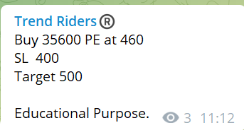 TrendRidersGrp's tweet photo. Today we took 2 trades, Both achieved the targets🎯🎯.
#TrendRiders booked 3.5lacs profit.
Cheers✌️

Join us for profits: https://t.co/h4ulYMOjij
#nifty50 #BankNiftyOptions #INTRADAY #TRADINGTIPS #stockmarkets https://t.co/qPQiH7yiZ1