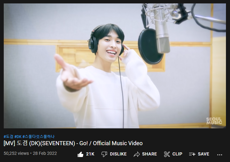 svtyoutube_'s tweet photo. 📊#SVT_Goals
Dokyeom's 'Go!' Official Music Video has reached 50.2K views (+29.3K views) 4 hours after its release! Keep streaming~
▶️https://t.co/NDeGvU2xCz
🎯300K views (video and audio combined)
#더빠르게더가볍게_도겸_곁으로_GO
#ReadyGetSetGOWithDK
#세븐틴 @pledis_17 https://t.co/MDFGlyUkx0
