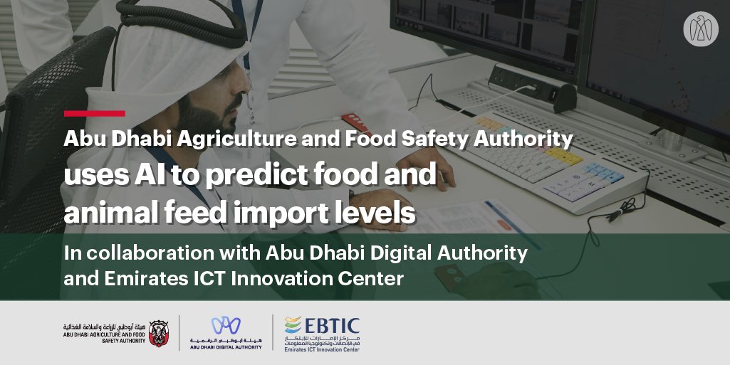 .<a href="/adafsa_gov/">هيئة أبوظبي للزراعة والسلامة الغذائية</a>, in collaboration with @AbuDhabiDigital and <a href="/EBTIC_UAE/">EBTIC</a>, has harnessed AI and machine learning to develop a model to predict food and animal feed import levels that will help identify diversification opportunities and reduce waste.
