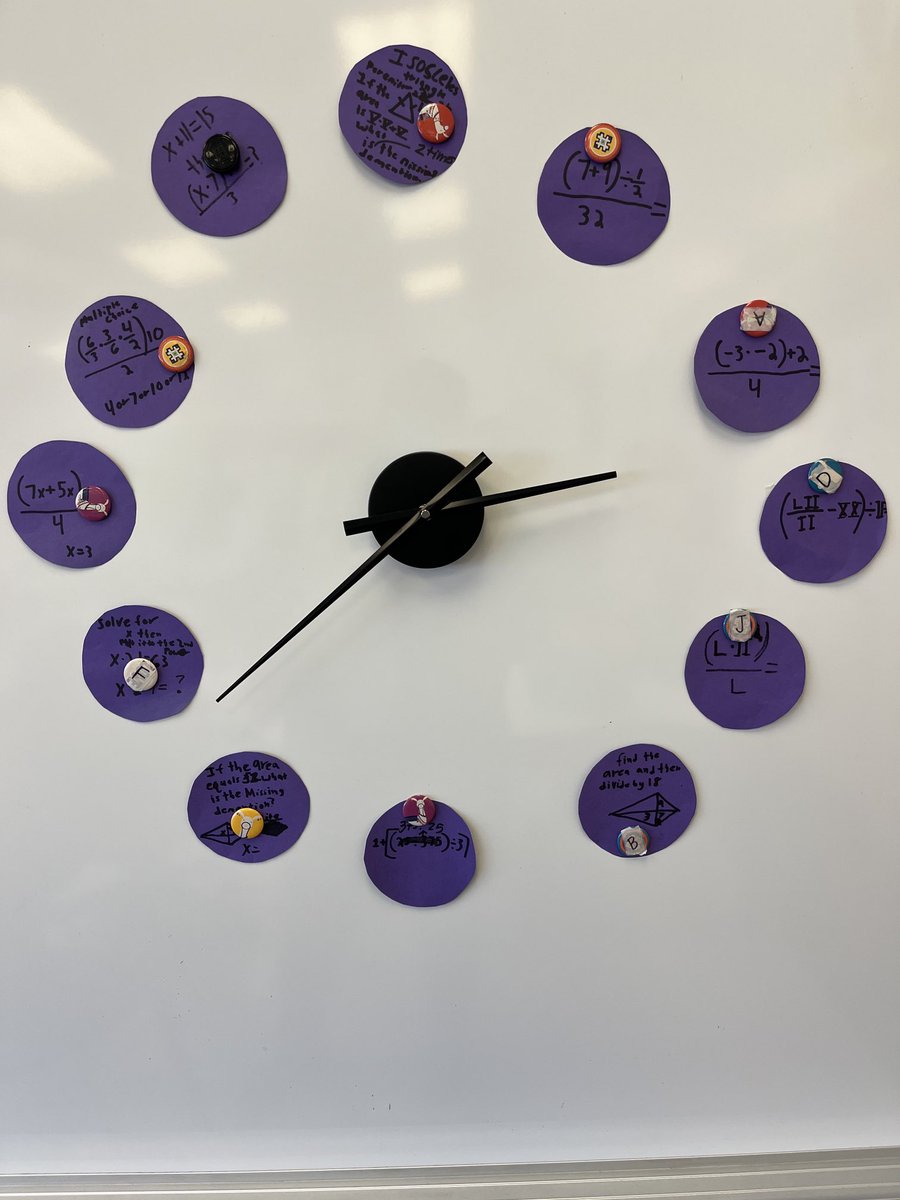 Just finished a week with Max’s excellent problems on our class clock. It was great to see some Roman Numerals being added to the challenge! #kip109 #engage109
