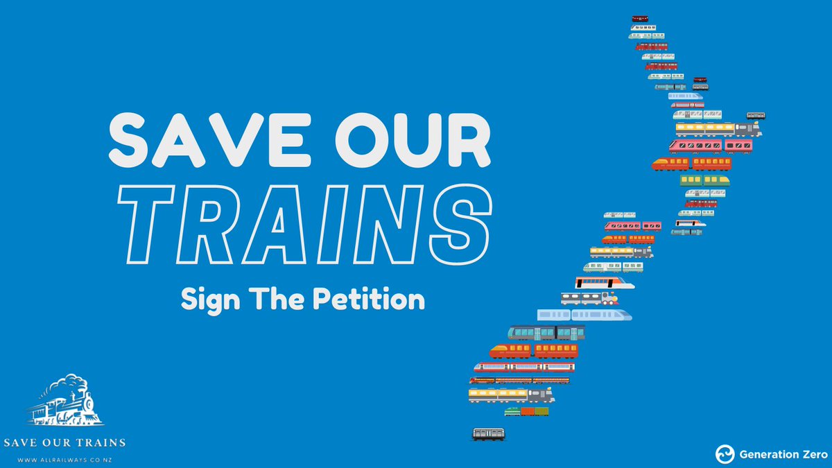 Have you seen this awesome mahi from ‘All Railways’?! Trains are crucial to climate change action. We should be adding more routes, not stopping same-day services like @kiwirail are planning. #saveourtrains . Sign the petition here: ow.ly/Cf3K50I5pQW