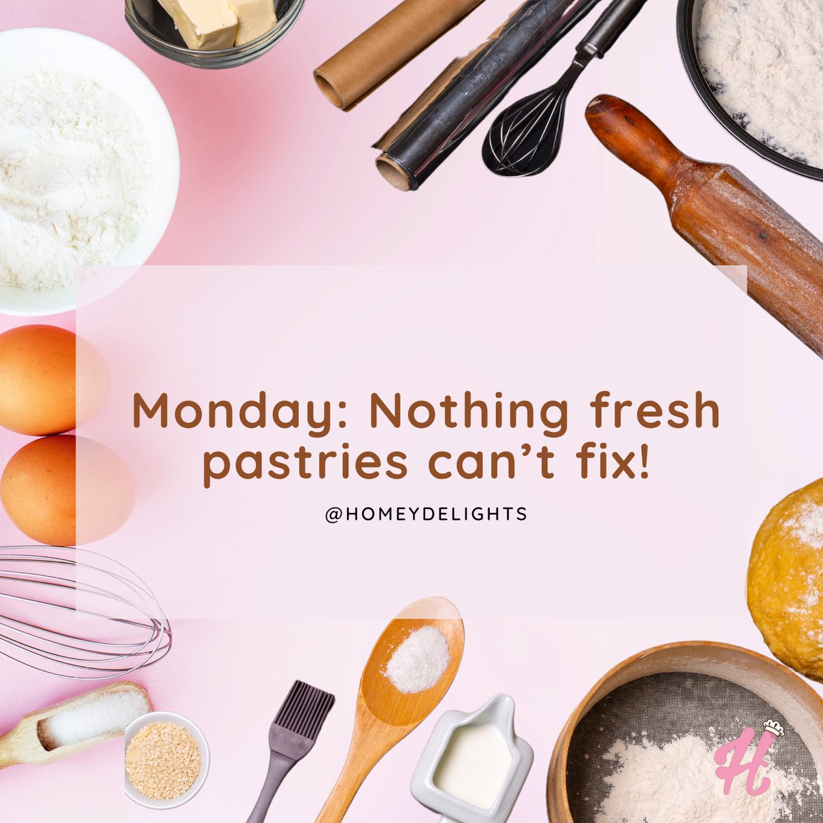 HomeyDelights's tweet photo. Happy New Week, Homeys!!

If you’ve got the Monday blues, we can fix that with our delicious homemade desserts and pastries. 
_

Check out our new menu in our “menu” highlights. 

#mondays #bakery #homeydelights #pastries #new https://t.co/z9BRcUofSR