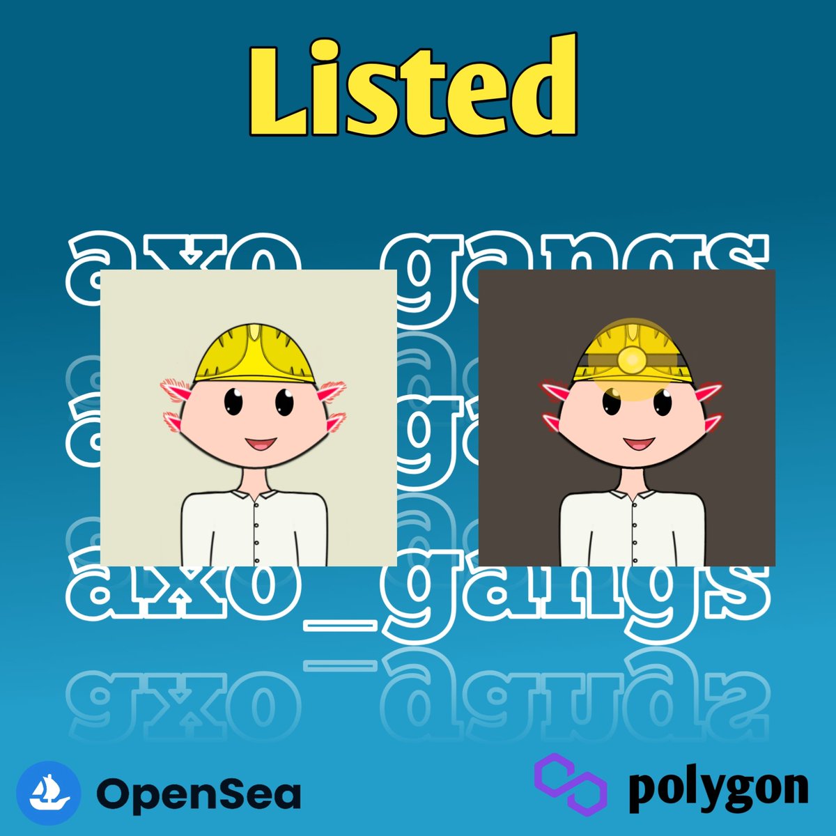 New drop
Floor price 0.001
Blockchain Polygon
No gas fee
opensea.io/Axo_gangs

#nfts #nft #nftart #nftcommunity #nftcollector #nftartist #digitalart #art #crypto  #opensea #nftcollectors  #nftdrop #cryptoartist #nftcollectibles #openseanft #nftartists #nftcollection